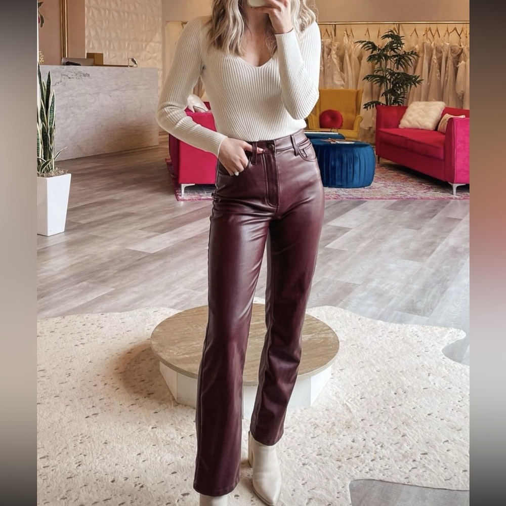 Abercrombie & Curve Love Fitch Vegan Leather 90s Straight Pants
